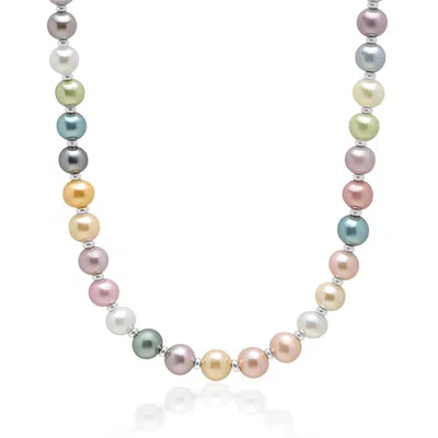 Nialaya Men's Pastel Pearl Necklace With Silver In Multi