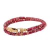 Nialaya Men's Red / Gold Red Howlite Heishi Wrap Bracelet In Multi