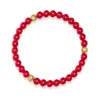 Nialaya Men's Red / Gold Red Jade Bracelet With Gold Balls