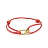 Nialaya Men's Red / Gold Red String Bracelet With Gold Hook
