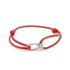 Nialaya Men's Red / Silver Red String Bracelet With Silver Hook