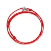 Nialaya Men's Red Wrap-around String Bracelet With Sterling Silver Lock In Red