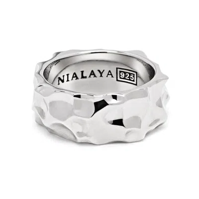 Nialaya Men's Sculpted Sterling Silver Ring