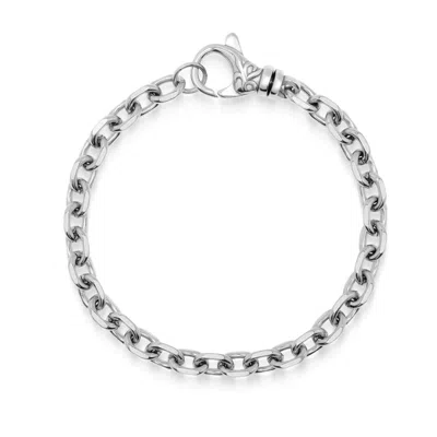Nialaya Men's Silver 6mm Cable Chain Bracelet