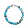 Nialaya Men's Silver / Blue Turquoise Healing Bracelet With Silver Lock In Blue