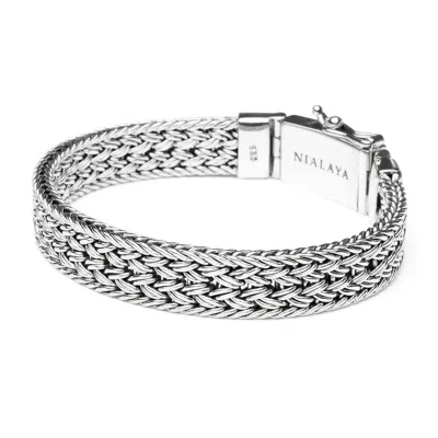 Nialaya Men's Silver Braided Chain Bracelet In Metallic