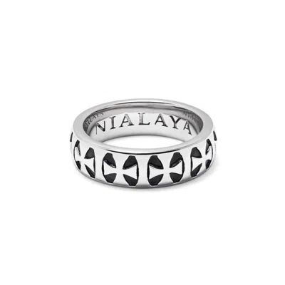 Nialaya Men's Silver Iron Cross Ring