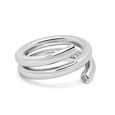 Nialaya Men's Silver Modern Spiral Ring