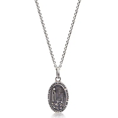 Nialaya Men's Silver Necklace With Lady Of Fatima Amulet In Metallic