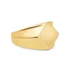 Nialaya Men's Squared Stainless Steel Ring With Gold Plating In Gold