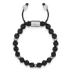 Nialaya Men's Sterling Silver Faceted Beaded Bracelet With Matte Black Onyx