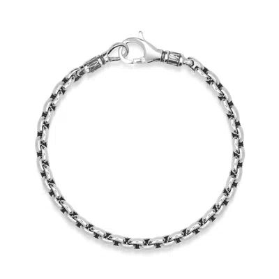 Nialaya Men's Sterling Silver  Round Link Chain Bracelet In Metallic