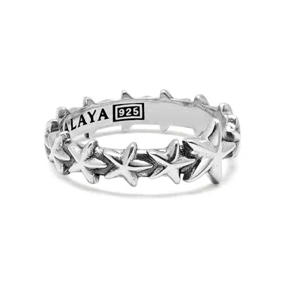 Nialaya Men's Sterling Silver Star Band Ring