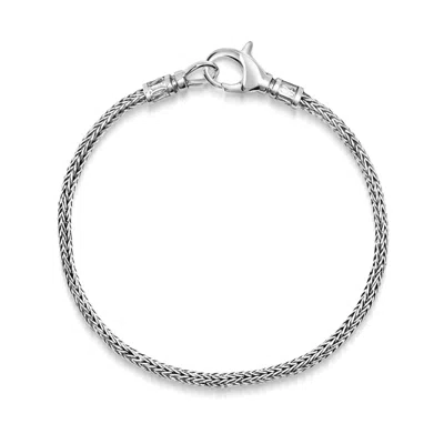 Nialaya Men's Sterling Silver Woven Rope Chain Bracelet In Metallic