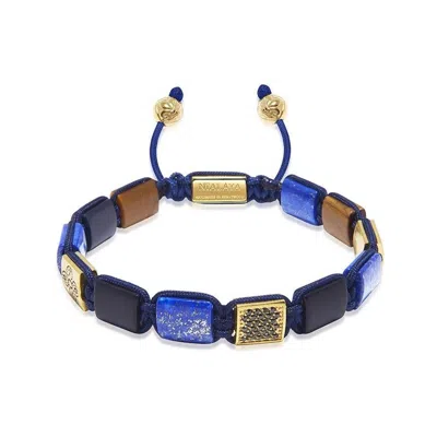 Nialaya Men's The Dorje Flatbead Collection - Blue Lapis, Matte Onyx, And Brown Tiger Eye In Multi