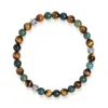 Nialaya Men's Tiger Eye Wnd Aquatic Agate Bracelet With Silver Balls