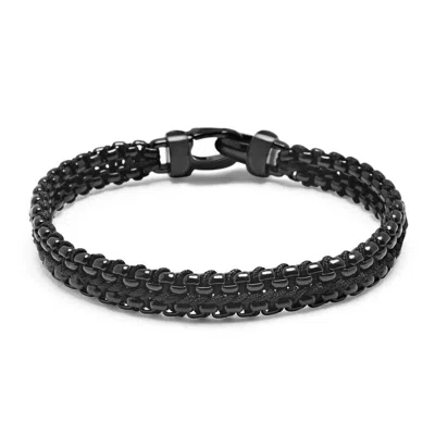 Nialaya Men's Total Black Woven 8mm Box Chain Bracelet