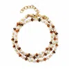 Nialaya Men's Wrap Bracelet With White Pearls, Brown Tiger Eye, And Gold