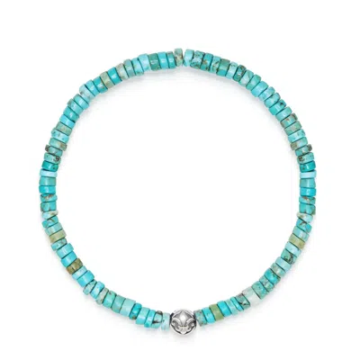 Nialaya Men's Wristband With Turquoise Heishi Beads In Blue