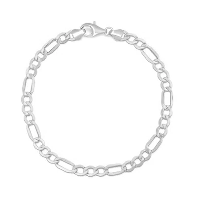 Nialaya Mens Sterling Silver Figaro Bracelet In White