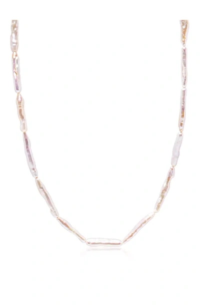 Nialaya Mermaid Pearl Choker In Metallic