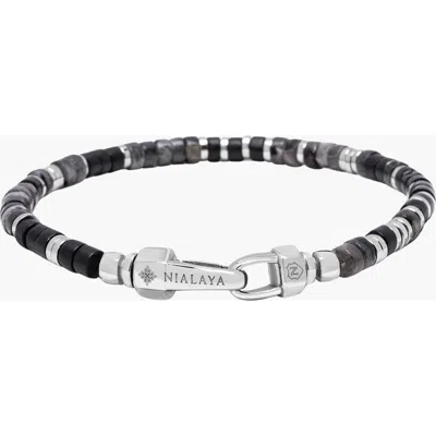 Nialaya Midnight Onyx Heishi Bracelet In Black