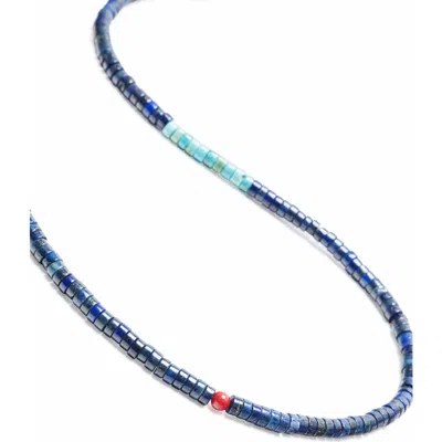 Nialaya Natural Stone Heishi Beaded Necklace In Blue