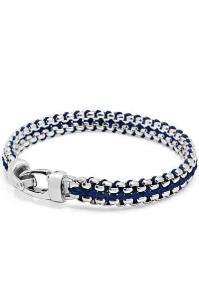 Nialaya Navy Woven Box Chain Bracelet In Blue