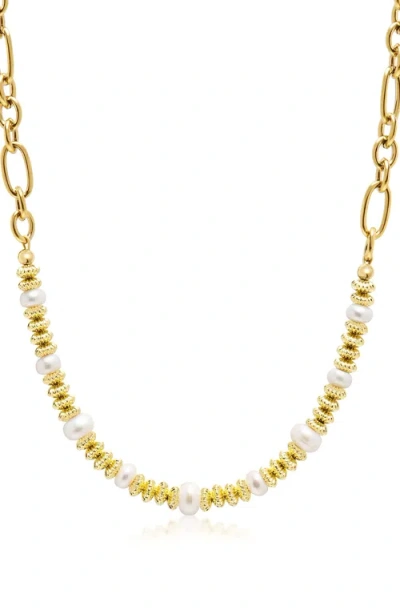 Nialaya Pearl Chain Choker In Gold
