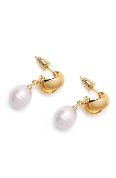 Nialaya Pearl Drop Earrings In Gold