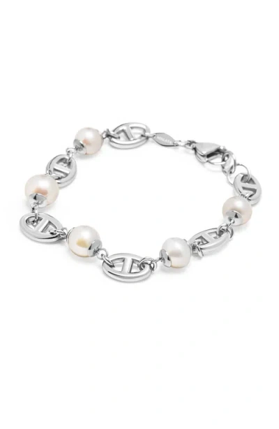 Nialaya Pearl Mariner Bracelet In Silver