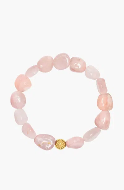 Nialaya Rose Quartz Gemstone Bracelet In Pink