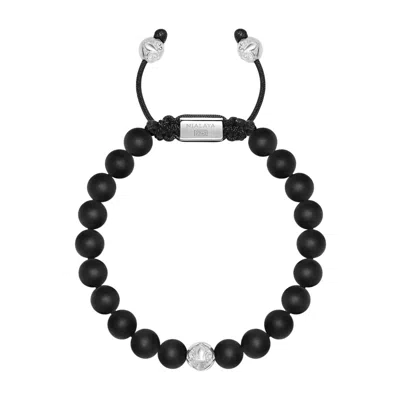 Nialaya Silver / Black Men's Beaded Bracelet With Onyx And Sterling Silver Beads