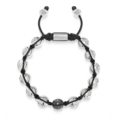 Nialaya Silver / Black Men's Black Diamond Beaded Bracelet With Sterling Silver Beads In Multi