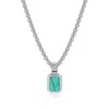 Nialaya Silver / Black Men's Sterling Silver Necklace With Two-in-one Turquoise & Black Onyx Pendant