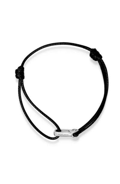 NIALAYA NIALAYA SILVER HOOK BLACK STRING BRACELET