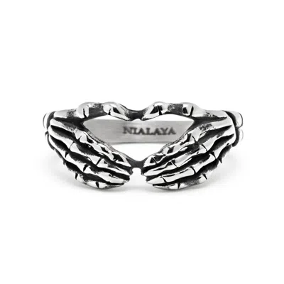 Nialaya Silver Men's Vintage Skeleton Ring In Metallic