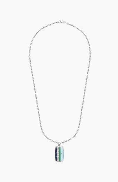 Nialaya Silver Trinity Pendant Necklace In Green
