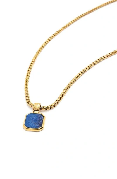 Nialaya Square Lapis Pendant Necklace In Gold