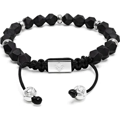 Nialaya Sterling Silver Beaded Bracelet In Black
