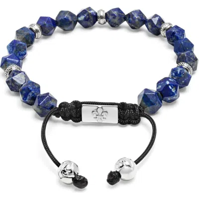 Nialaya Sterling Silver Beaded Bracelet In Blue