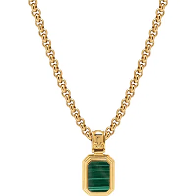 Nialaya Sterling Silver Necklace With Two-in-one Malachite And Black Onyx Pendant In Gold