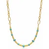 Nialaya Turquoise Chain Choker In Gold