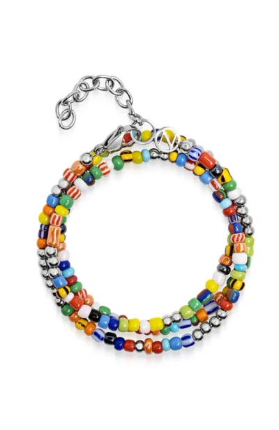 Nialaya Vintage Trifocal Beaded Wrap Bracelet In Multi