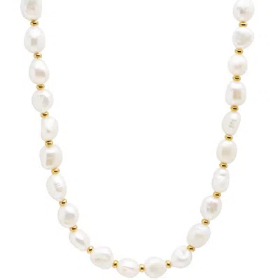 Nialaya White / Gold Women's Baroque Pearl Choker In Multi