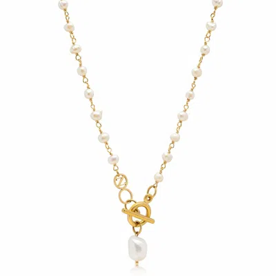 Nialaya White / Gold Women's Pearl Wrap Necklace In Multi