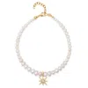 Nialaya White / Gold Women's Twilight Star Pearl Choker