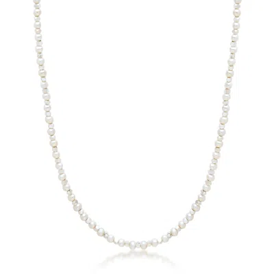 Nialaya White / Silver Men's Mini Beaded Necklace With Pearls