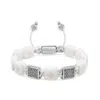Nialaya White / Silver Women's White Ceramic Flatbead Bracelet With Silver Cz