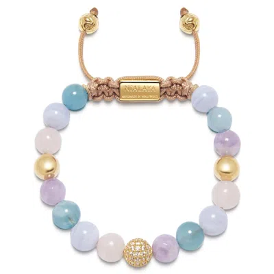 Nialaya Women's Beaded Bracelet With Aquamarine, Blue Lace Agate, Rose Quartz, And Amethyst Lavender In Multi